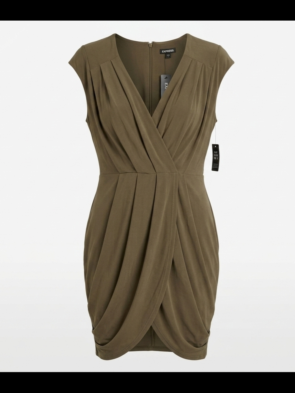 Express Olive Wrap Draped Sheath Dress